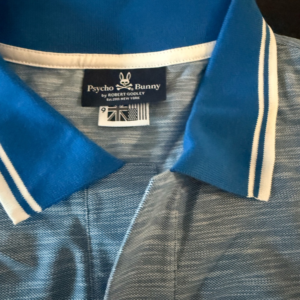 Psycho Bunny Blue and White Polo